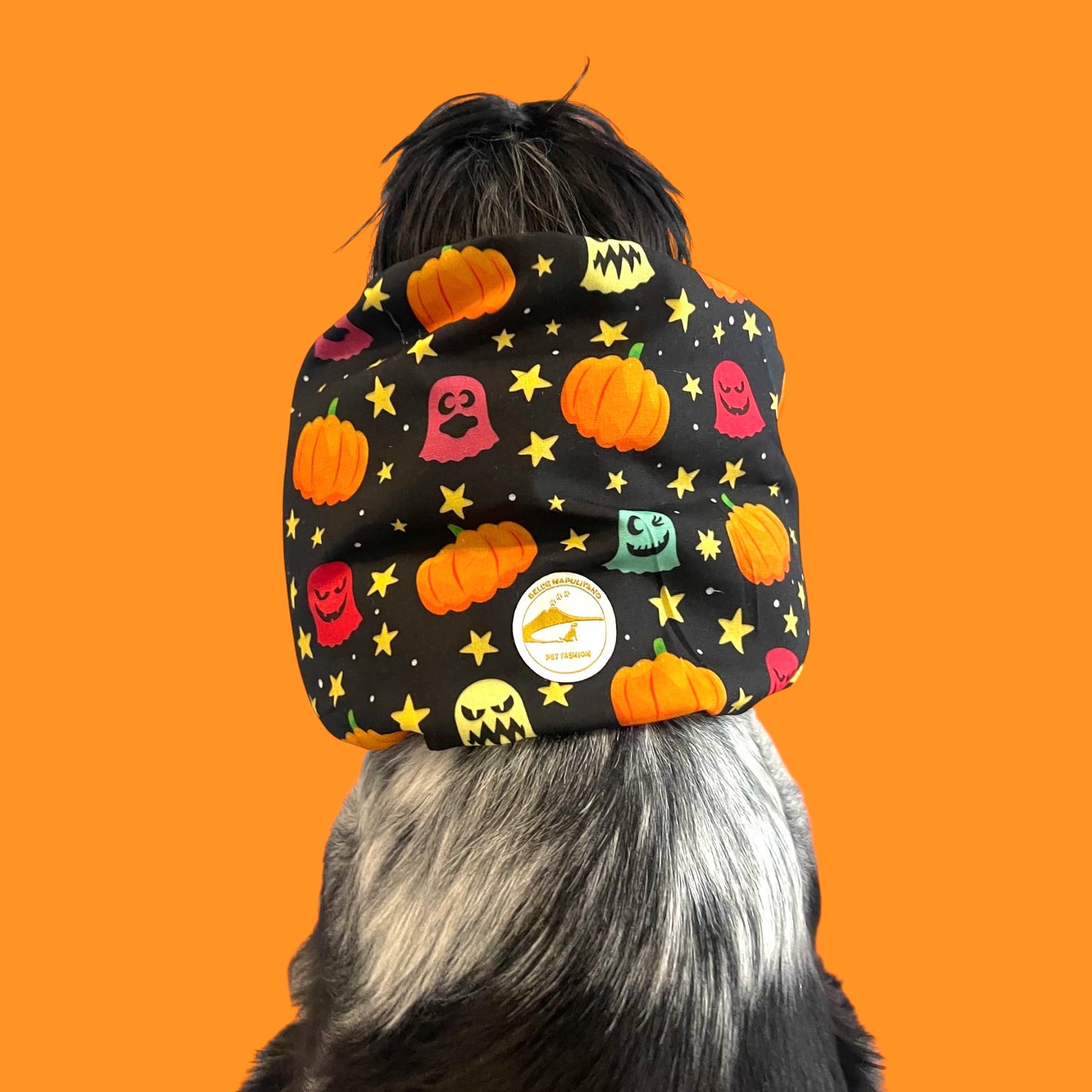 Snood / Paraorecchie Sartoriale Halloween - Zucche, Fantasmi e Stelline su Fondo Nero