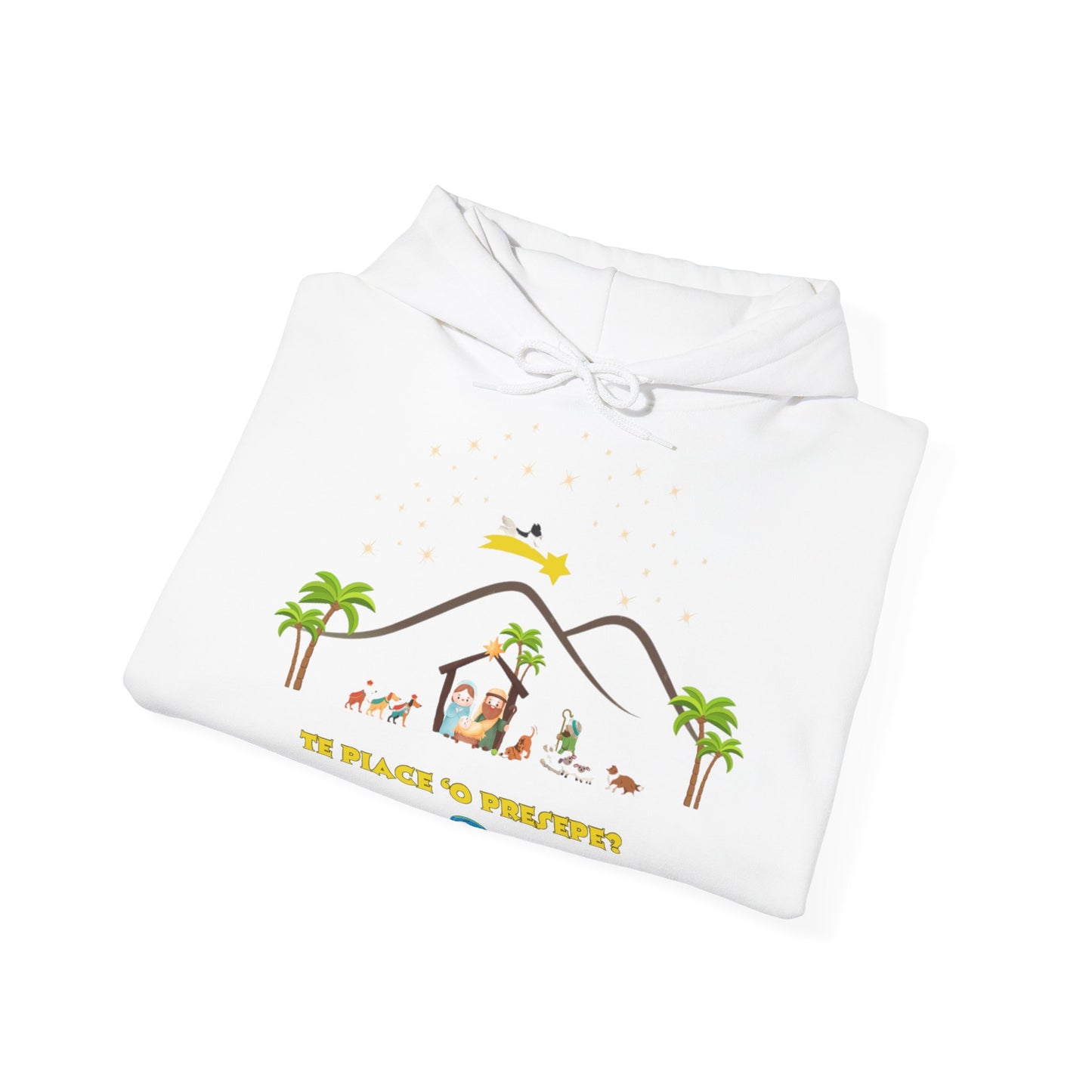 Felpa Natalizia unisex con cappuccio Te piace ‘o Presepe? per adulti