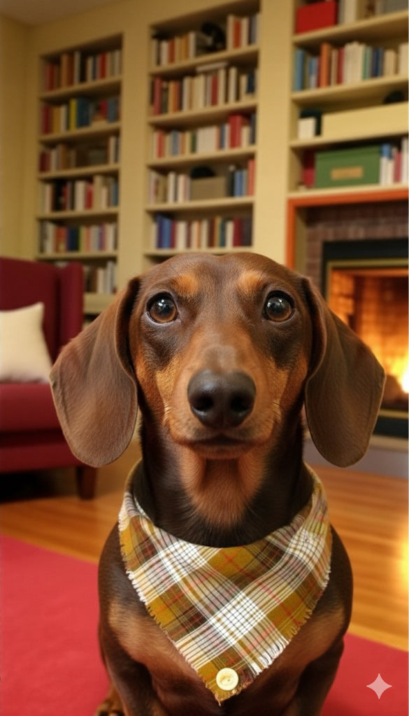 Bandana per cani invernale morbida e calda sfrangiata - (cammello-bianco-marrone con righe rosse)