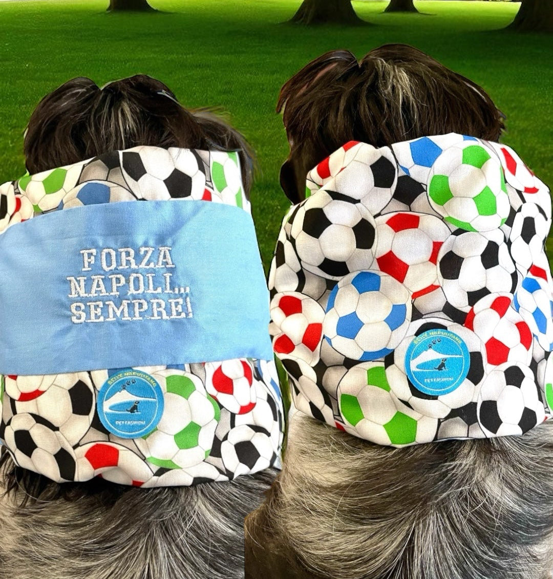 Snood sartoriale double-face per cocker con scritta ricamata “Forza Napoli .. Sempre!”