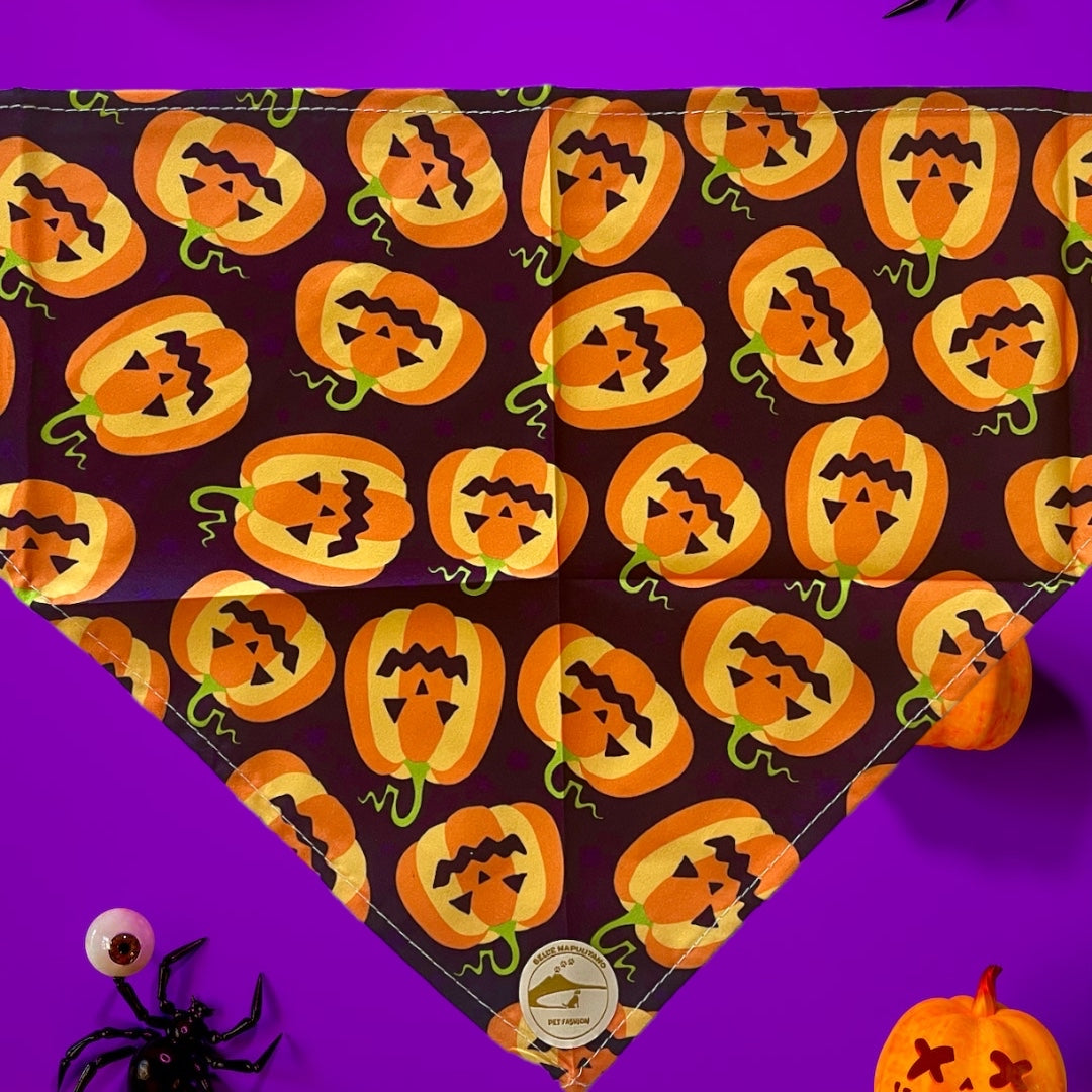 Bandane Halloween per cani nera con zucche arancioni