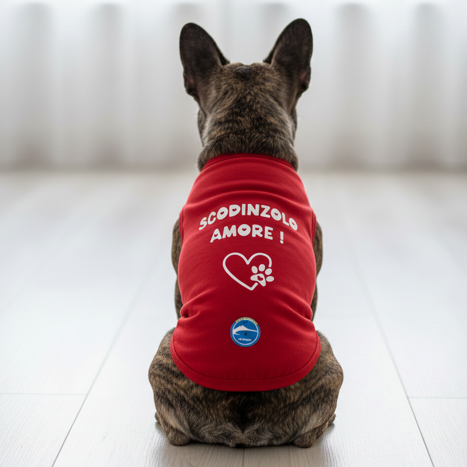 Maglietta per cani "Scodinzolo Amore" morbidezza e gioia in rosso