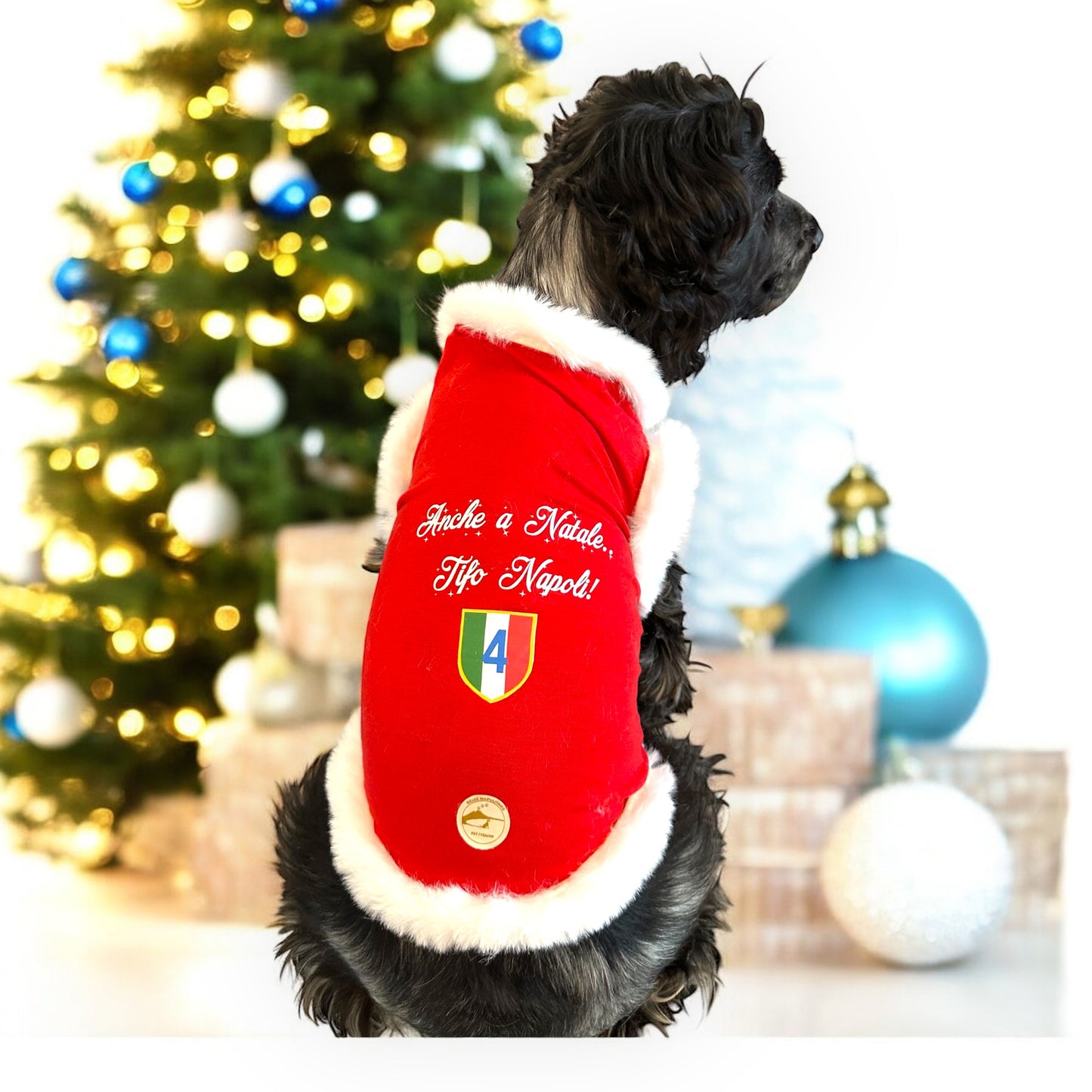 Maglia Natalizia per cani - Calcio Napoli - Anche a Natale .. Tifo Napoli!