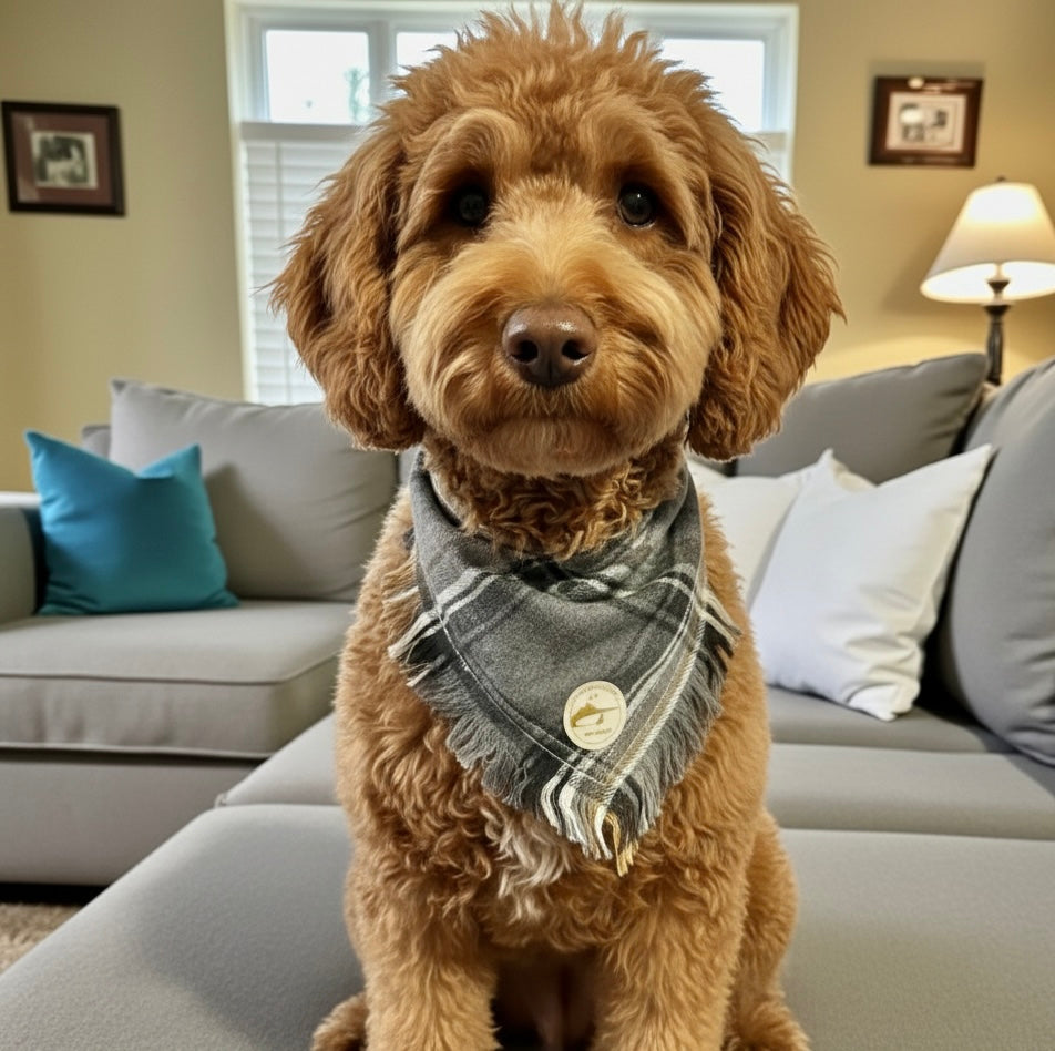Bandana grigia sfrangiata per cani
