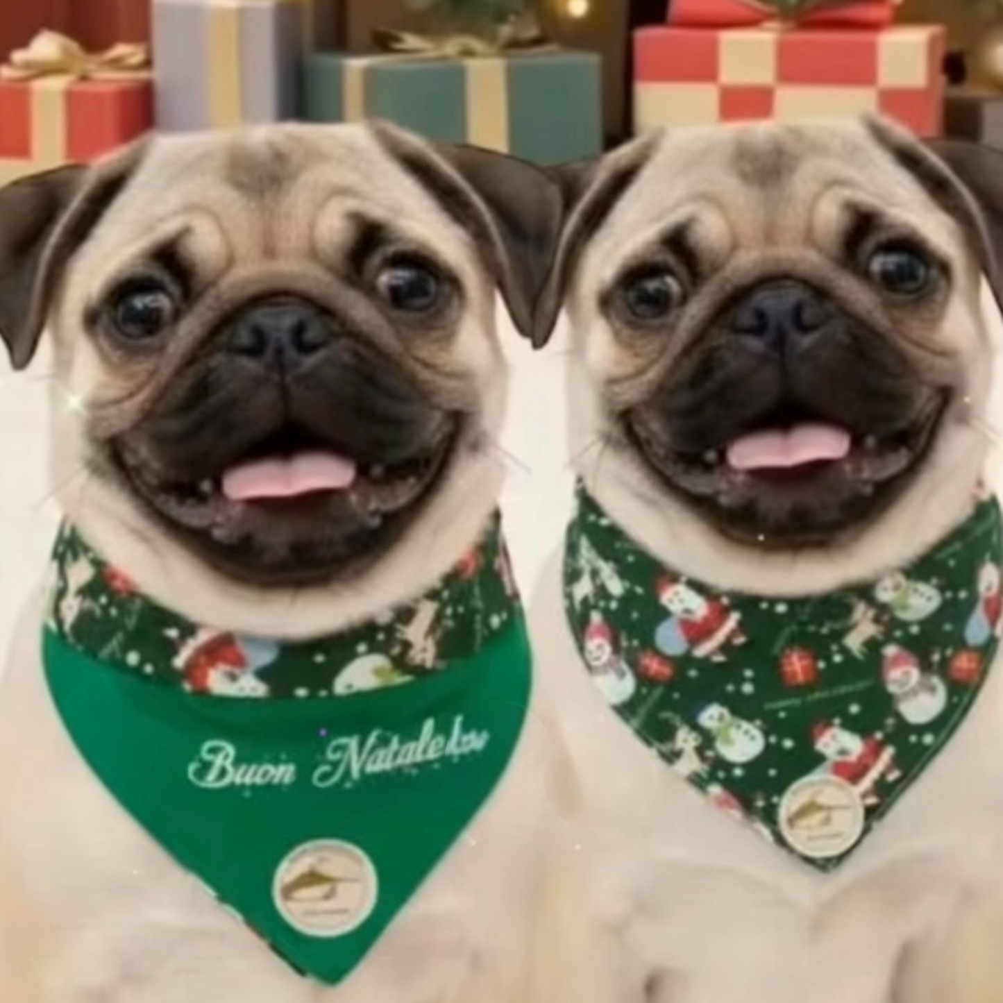 Bandana natalizia verde double-face per cani