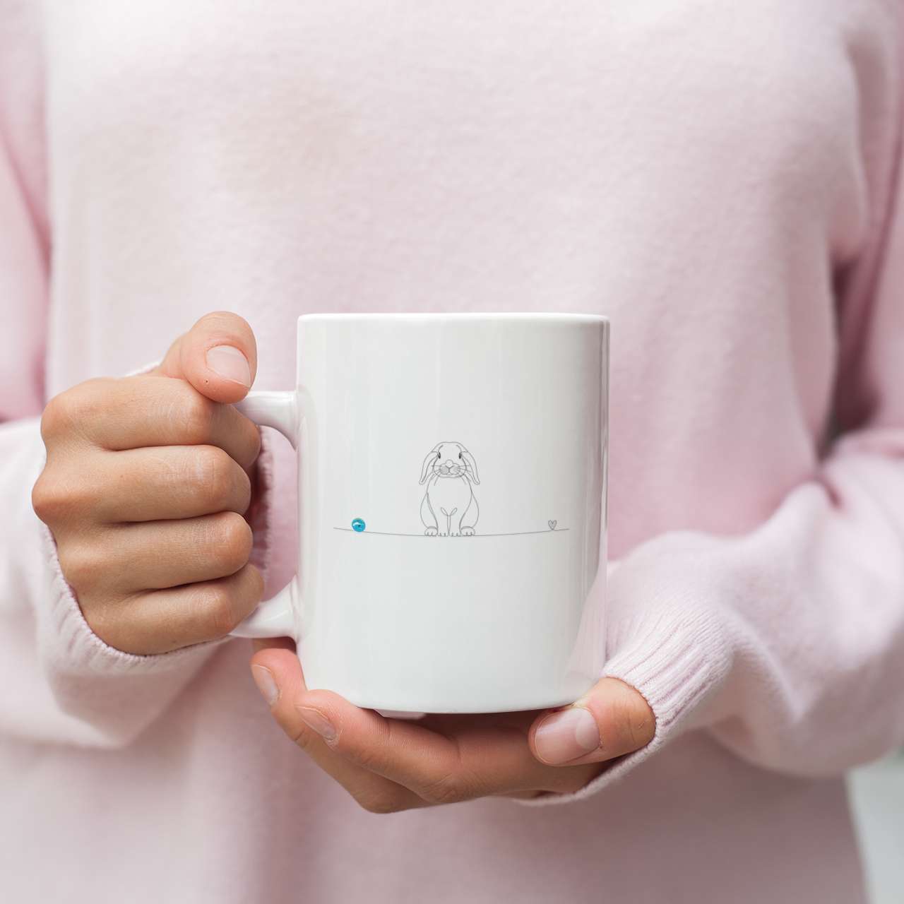 tazza con coniglio ariete line art