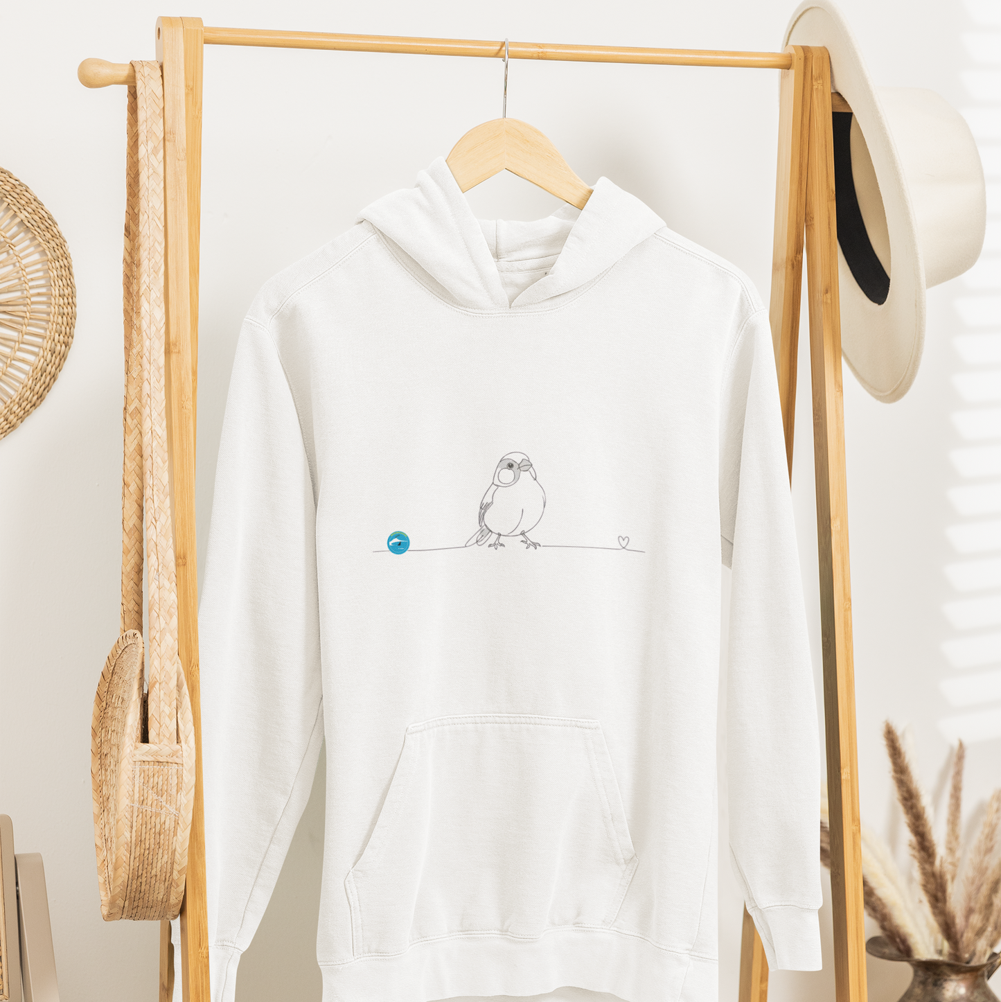 Felpa Unisex con Cappuccio - Canarino e cuore - Line Art