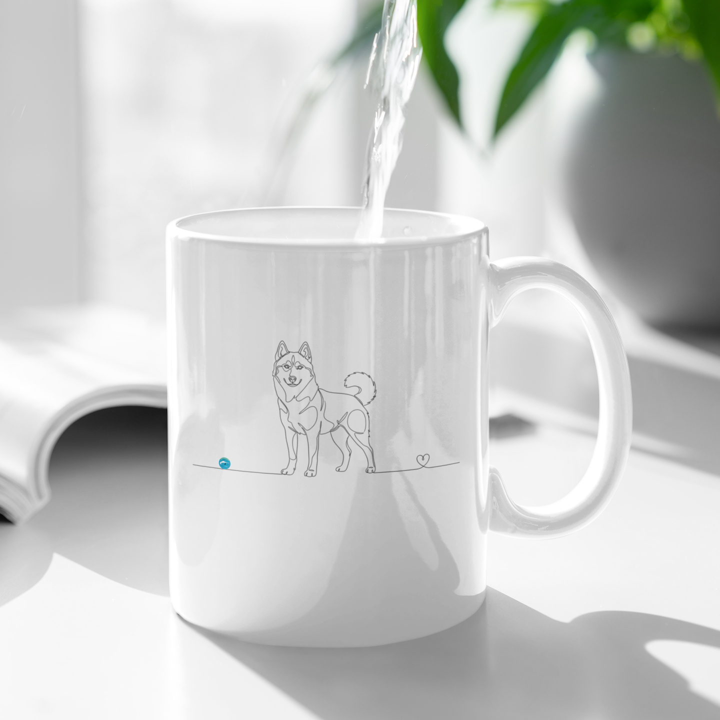 Tazza Husky e cuore - Line Art