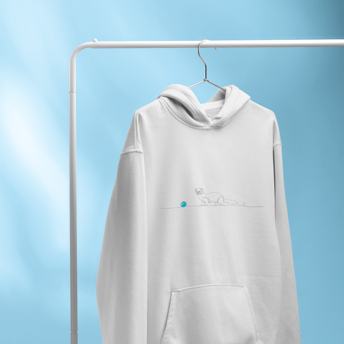 Felpa Unisex con Cappuccio - Furetto e cuore - Line Art