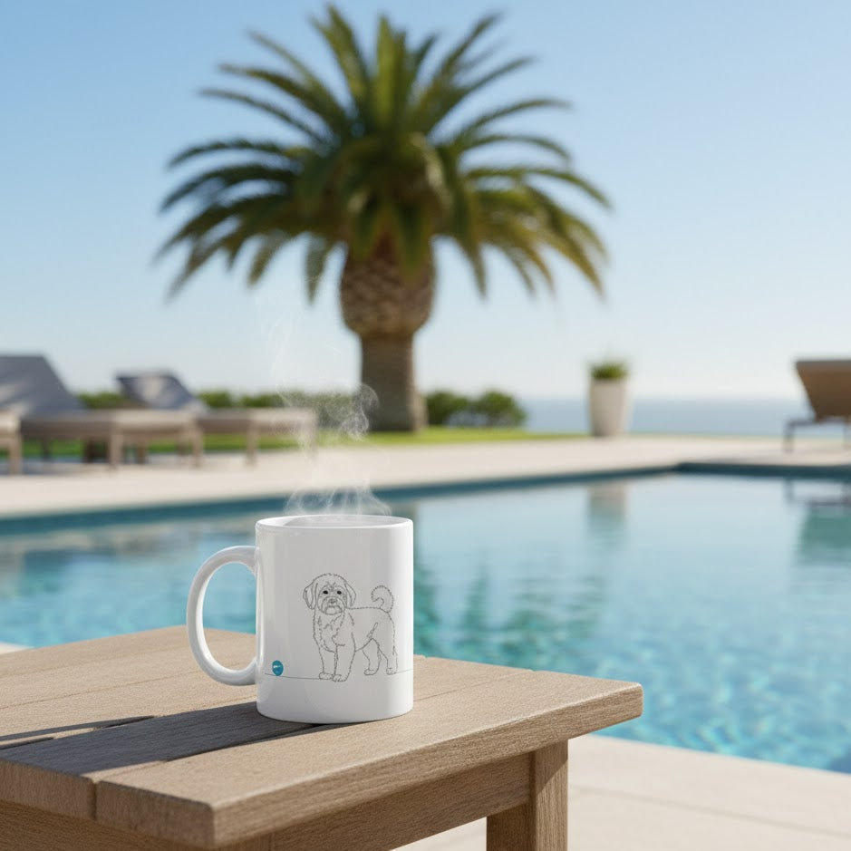 tazza con maltipoo line art