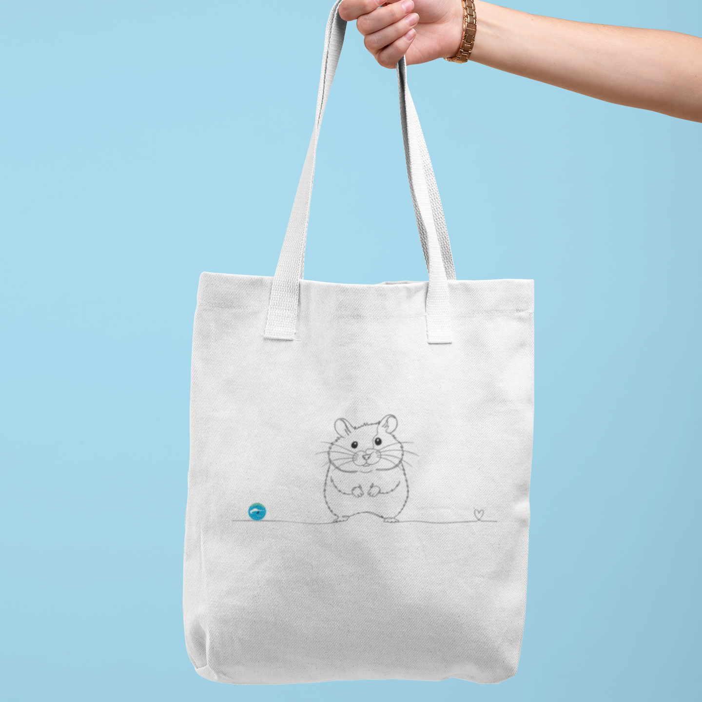 Borsa eco friendly - Criceto e cuore - Line art