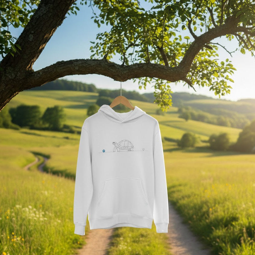 Felpa Unisex con Cappuccio - Tartaruga e cuore - Line Art