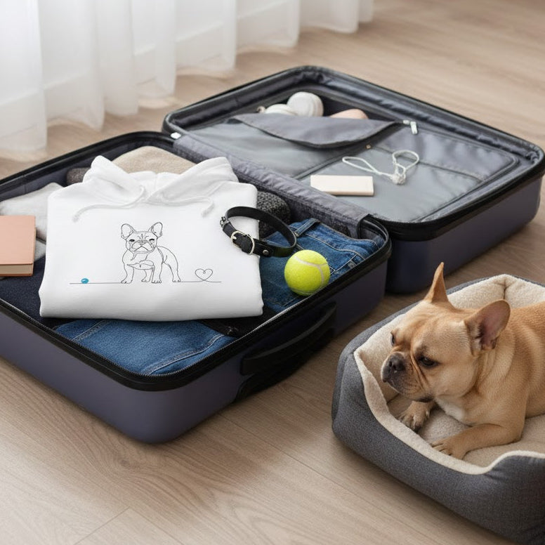 Felpa Unisex con Cappuccio - Bulldog Francese - Line Art