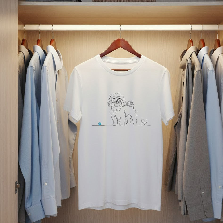 T-Shirt Unisex cotone Biologico - Maltese e cuore - Line Art