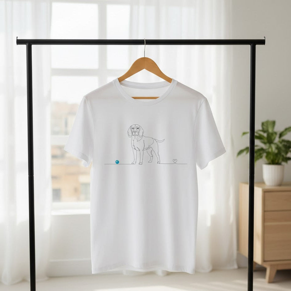 T-Shirt unisex cotone biologico- Beagle e cuore - Line Art