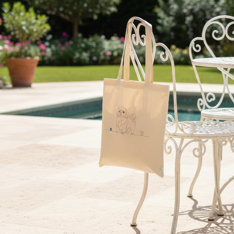 Borsa cotone eco-friendly - Pechinese e cuore - Line Art