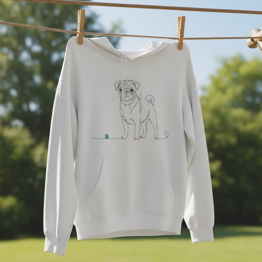 Felpa Unisex con Cappuccio - Carlino e cuore - Line Art