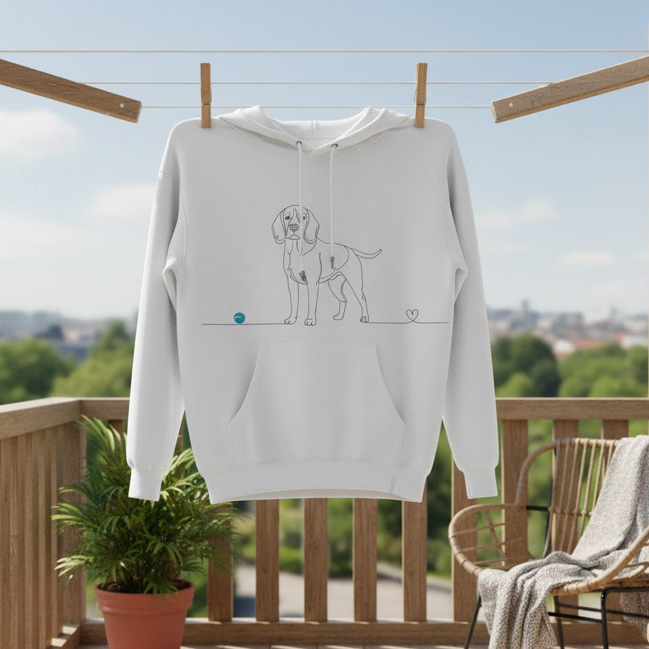 Felpa Unisex con Cappuccio - Beagle e cuore - Line Art