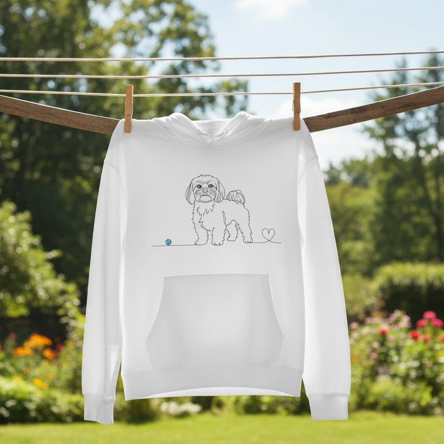 Felpa Unisex con Cappuccio - Maltese e cuore - Line Art