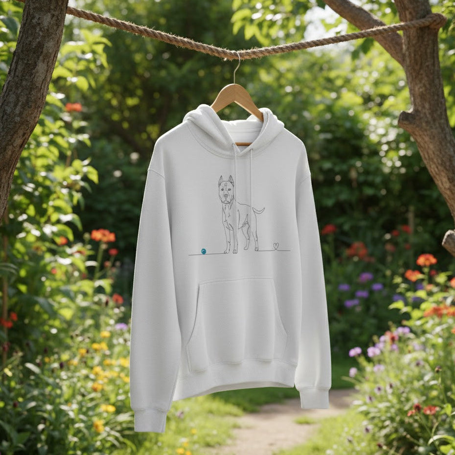 Felpa Unisex con Cappuccio - Pitbull e cuore - Line Art