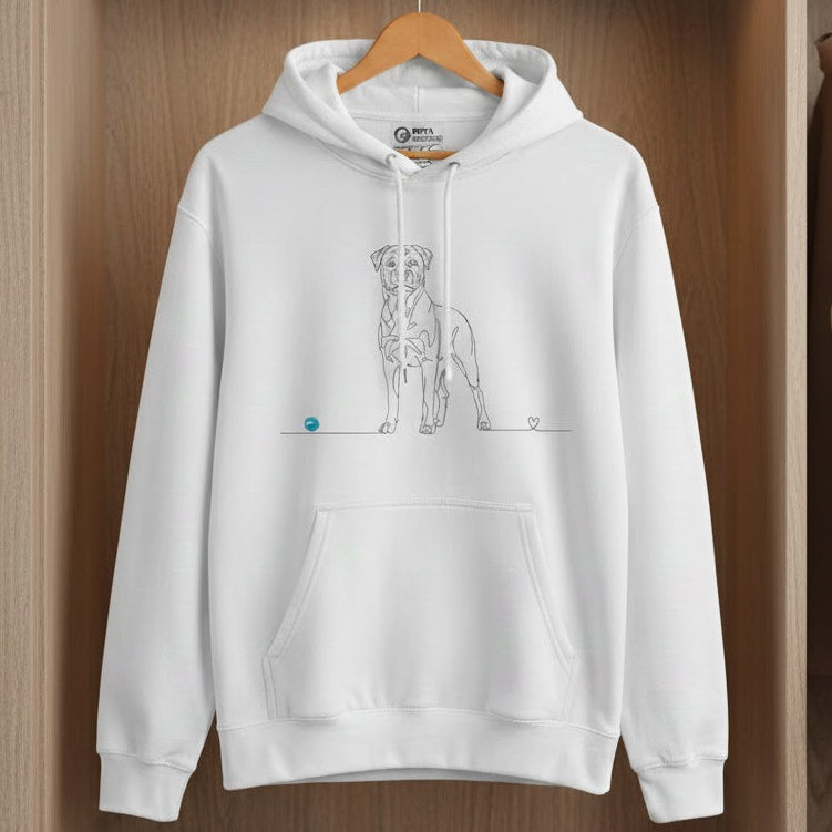 Felpa Unisex con Cappuccio - Rottweiler e cuore - Line Art