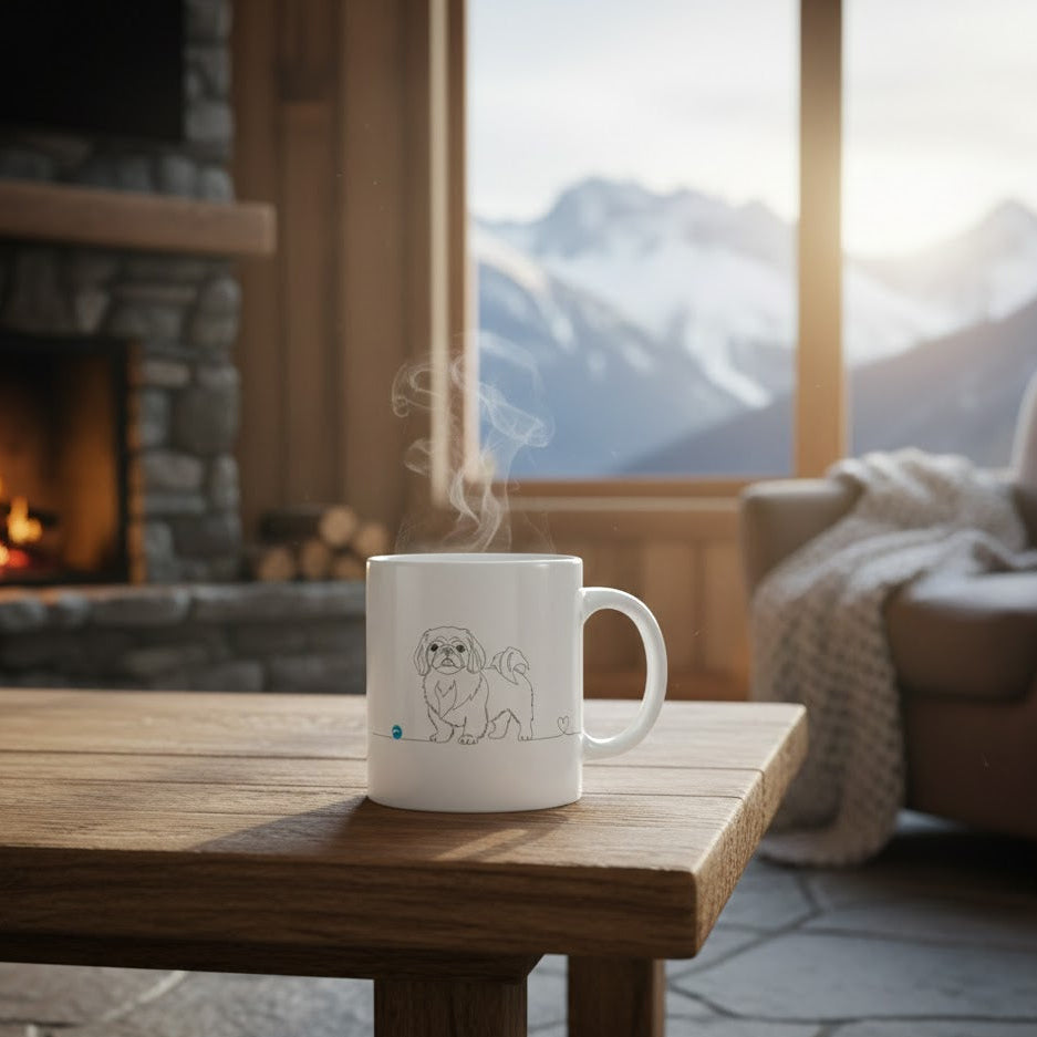 Tazza Pechinese e cuore - Line Art