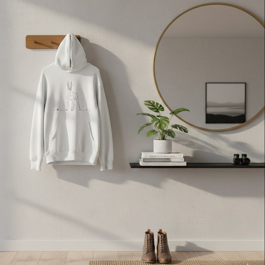 Felpa Unisex con Cappuccio - Dobermann e cuore - Line Art