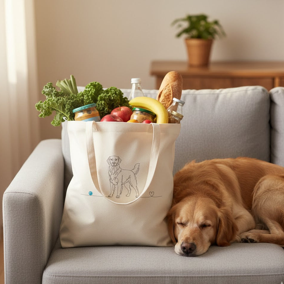 Borsa cotone eco-friendly - Golden Retriever - Line Art