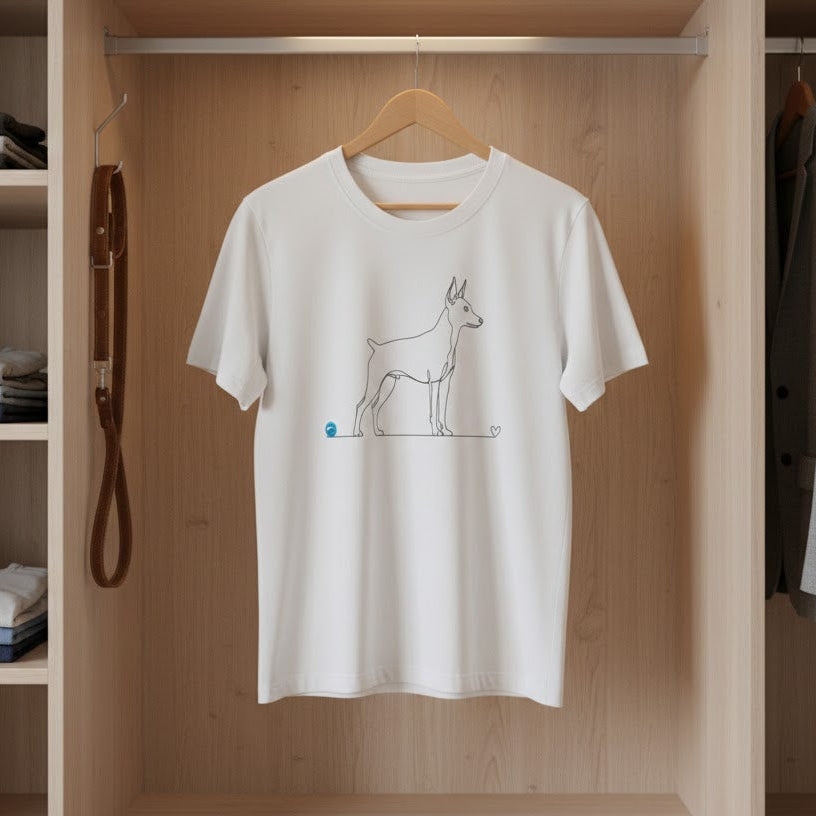 T-Shirt Unisex cotone biologico - Pinscher e cuore - Line Art