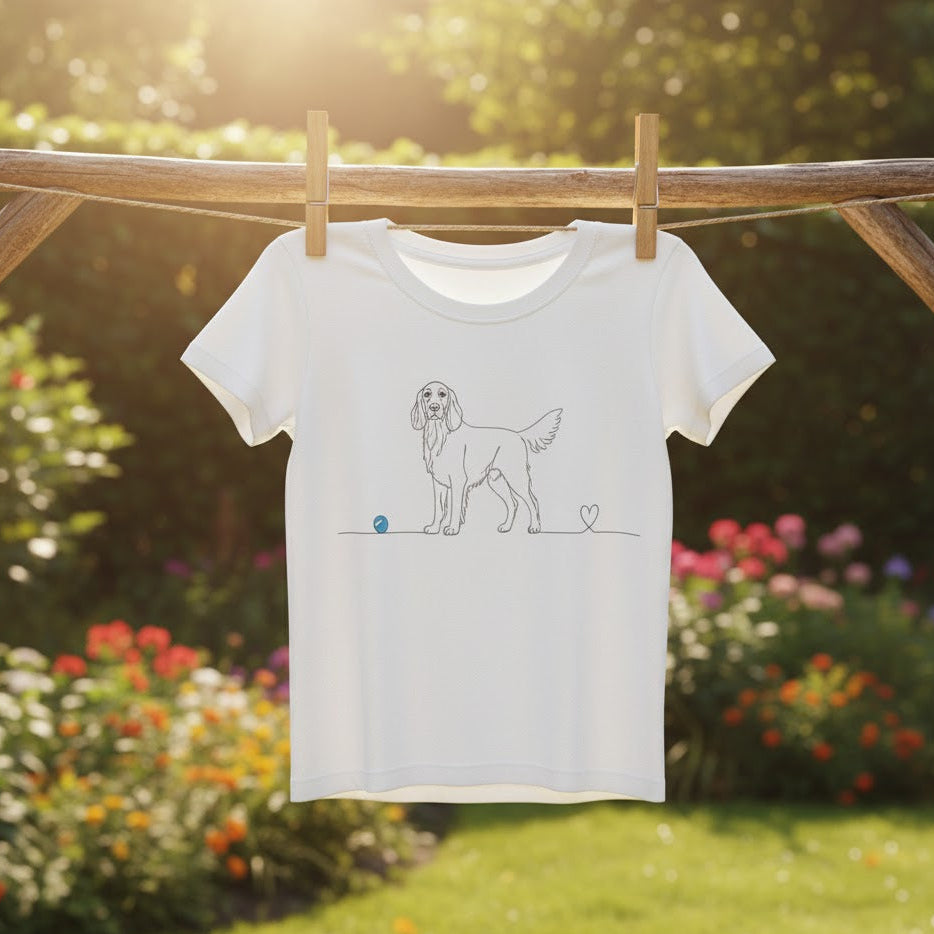 T-Shirt Unisex cotone biologico - Setter e cuore - Line Art