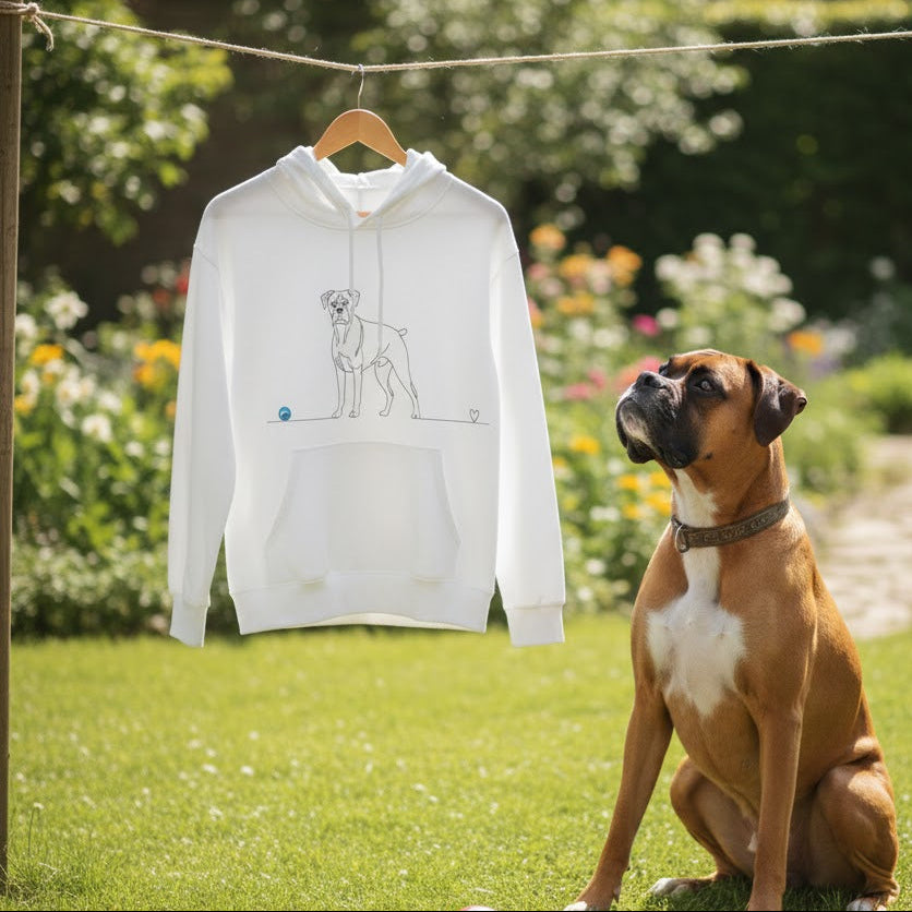 Felpa Unisex con Cappuccio - Boxer e cuore - Line Art