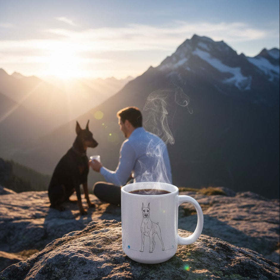 Tazza Dobermann e cuore - Line Art