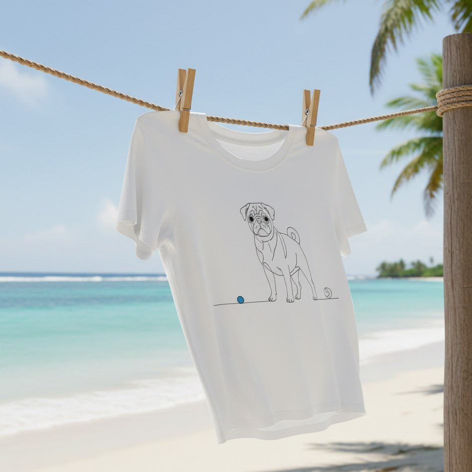 T-Shirt Unisex cotone biologico - Carlino e cuore - Line Art