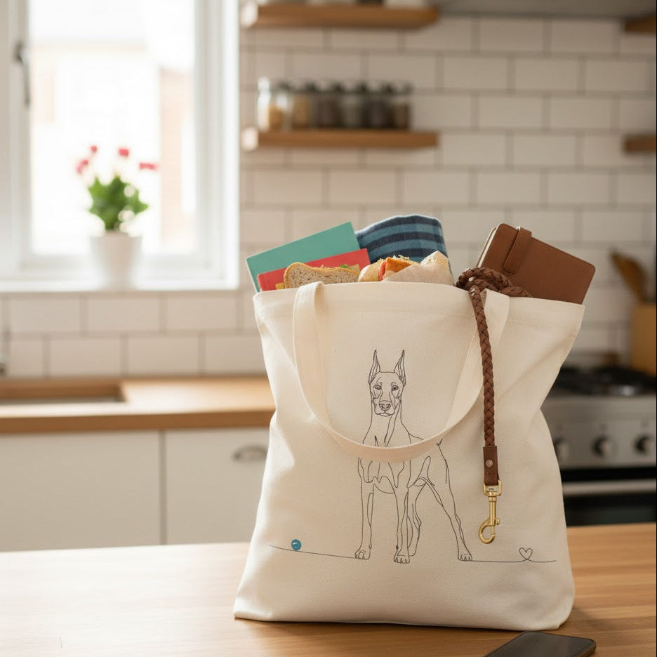 Borsa eco-friendly - Dobermann e cuore - Line Art
