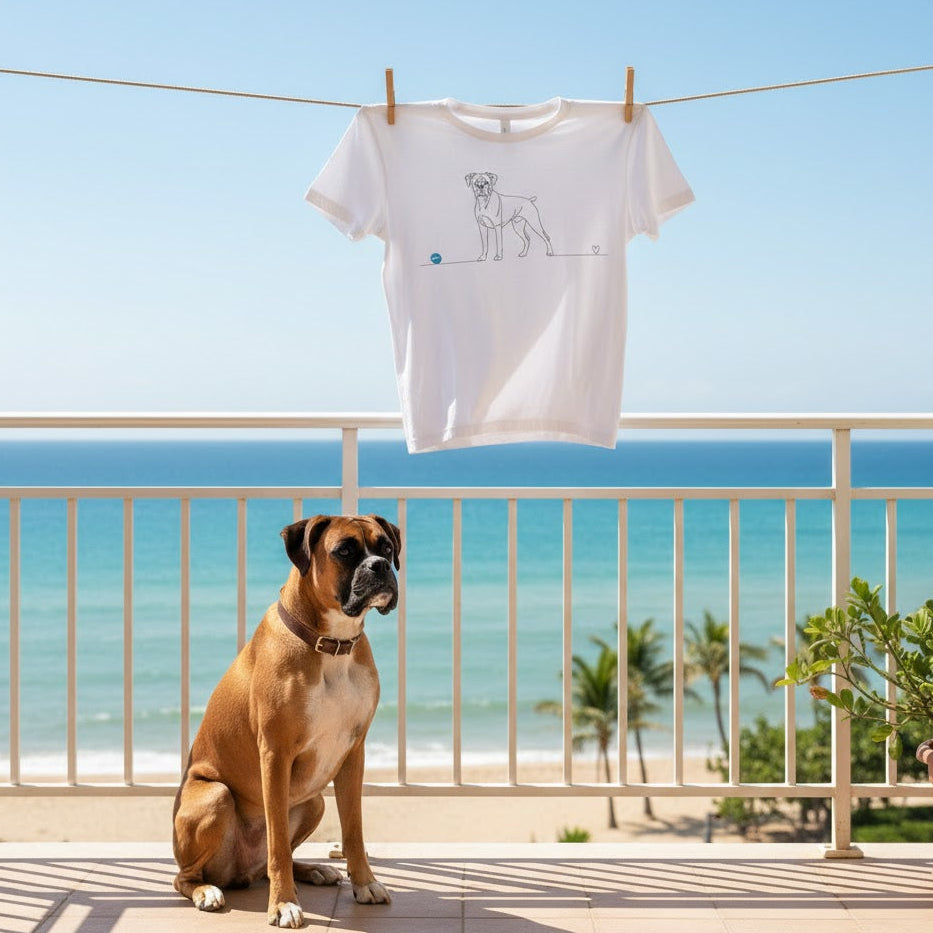 T-Shirt Unisex cotone biologioco - Boxer e cuore - Line Art