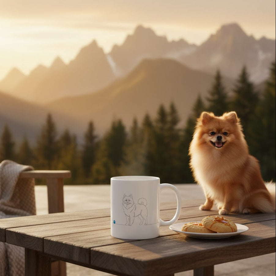 Tazza Spitz di Pomerania - Line Art