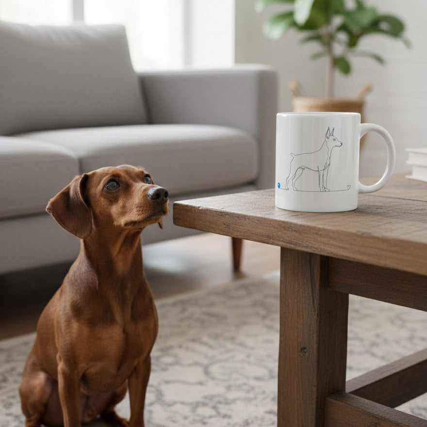 Tazza Pinscher e cuore - Line Art