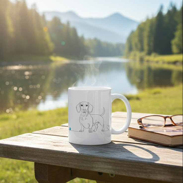 Tazza Bassotto e cuore - Line Art