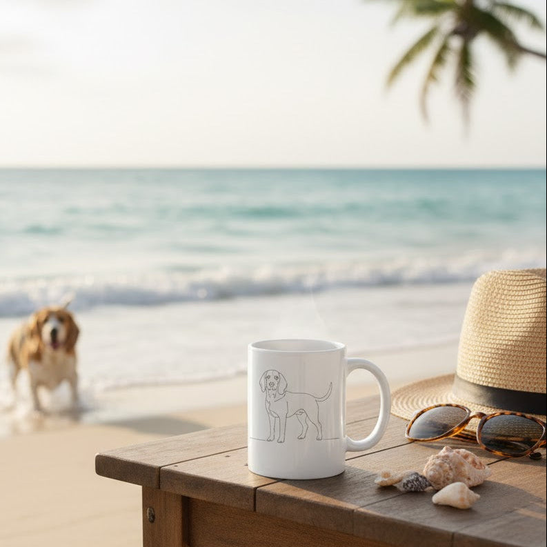 Tazza Beagle e cuore - Line Art