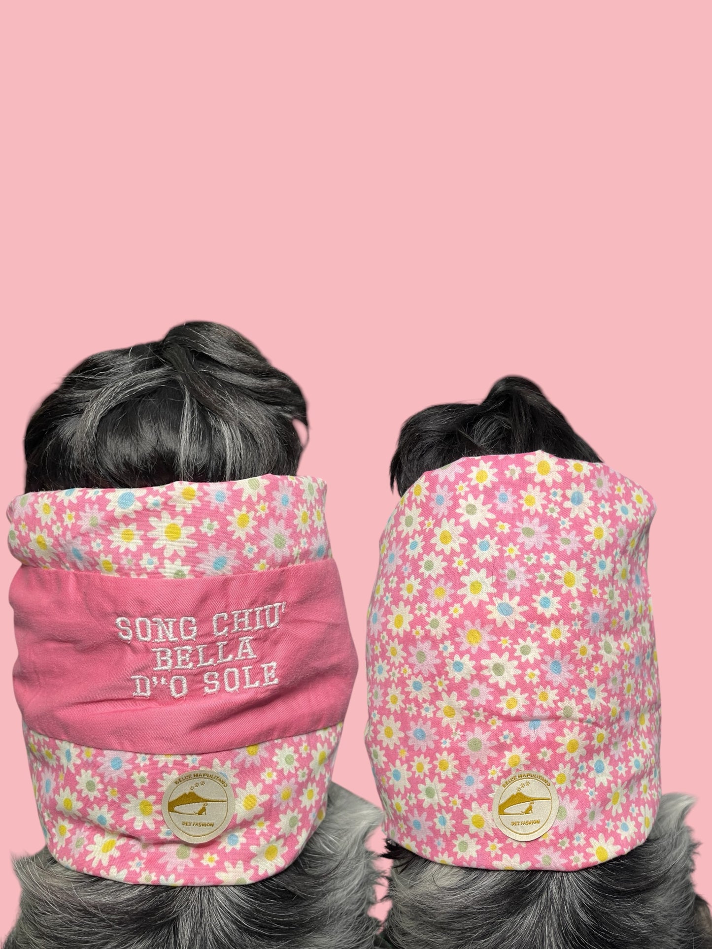 Snood Cane Double-Face in Puro Cotone con Ricamo: “Song chiù bella d’ ‘o sole”