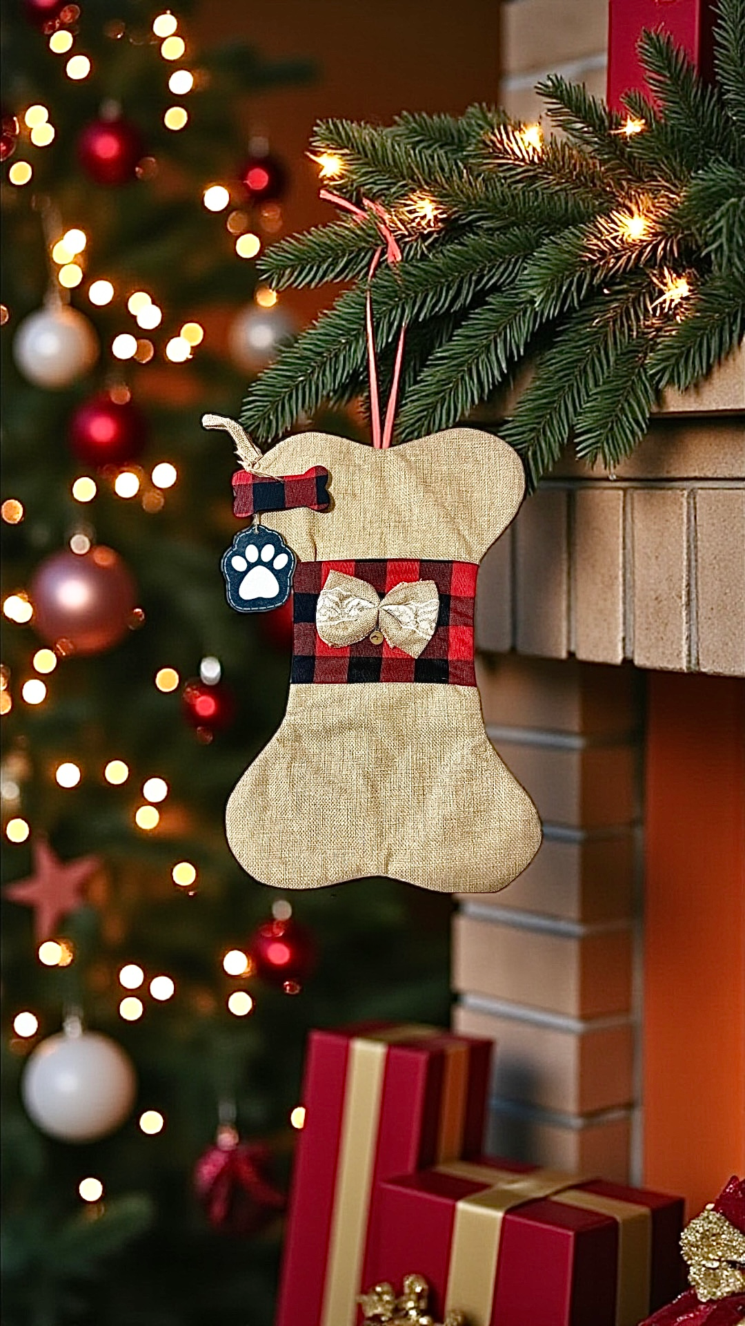 Calza Natalizia / Befana per cani a forma di osso