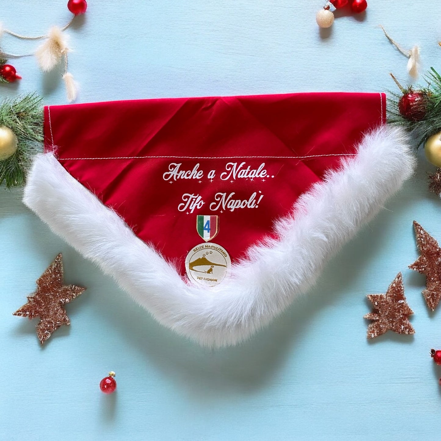 Bandana Natalizia per cani - Calcio Napoli - “Anche a Natale .. Tifo Napoli!”