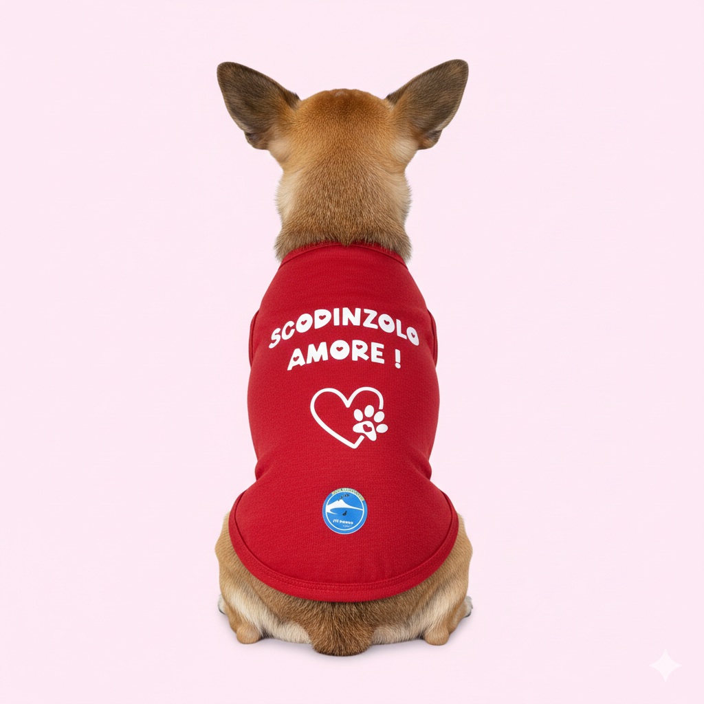 Maglietta per cani "Scodinzolo Amore" morbidezza e gioia in rosso