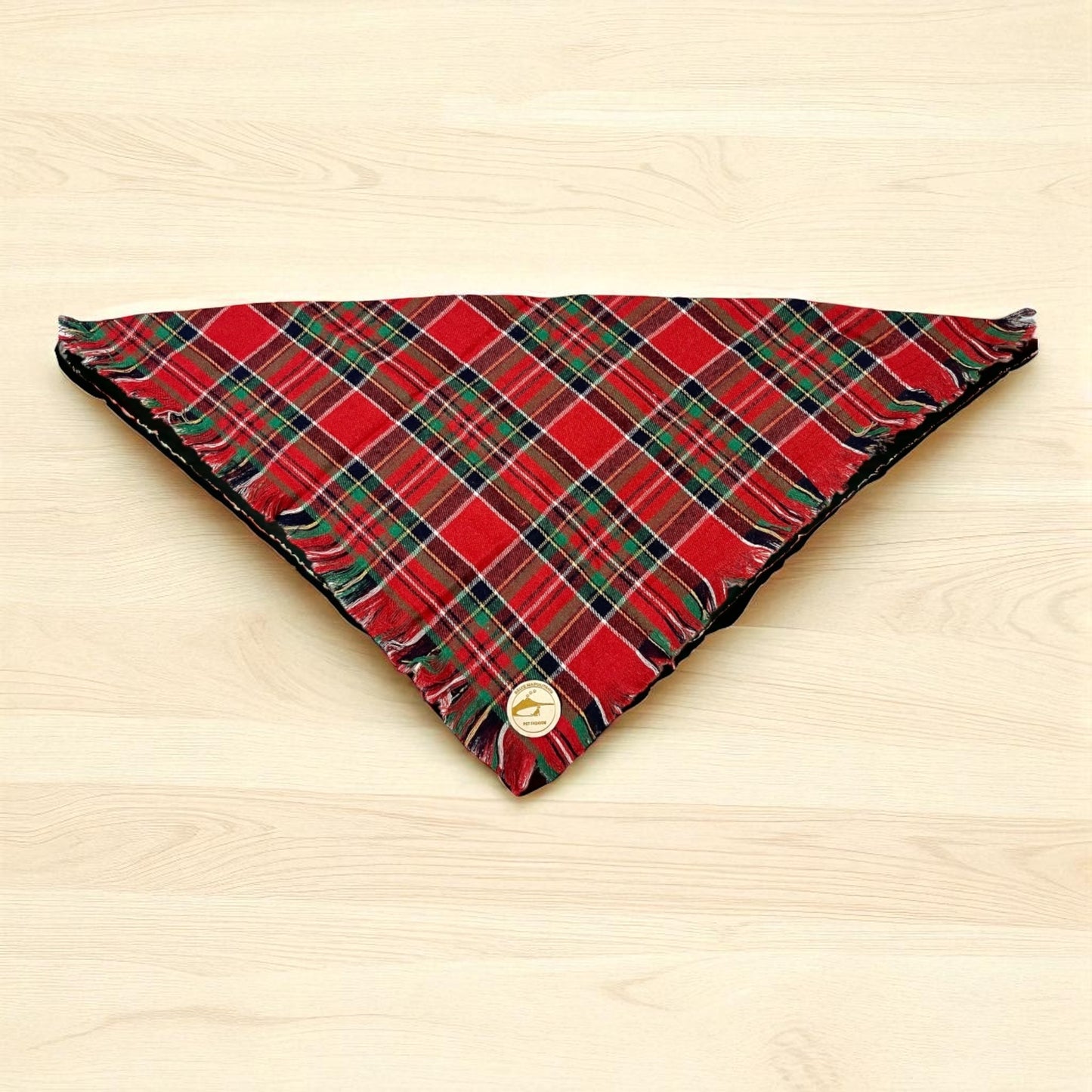 Bandana tartan per cani invernale morbida e calda sfrangiata - (Rosso e verde)