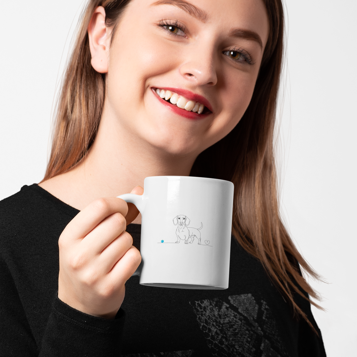 Tazza Bassotto e cuore - Line Art