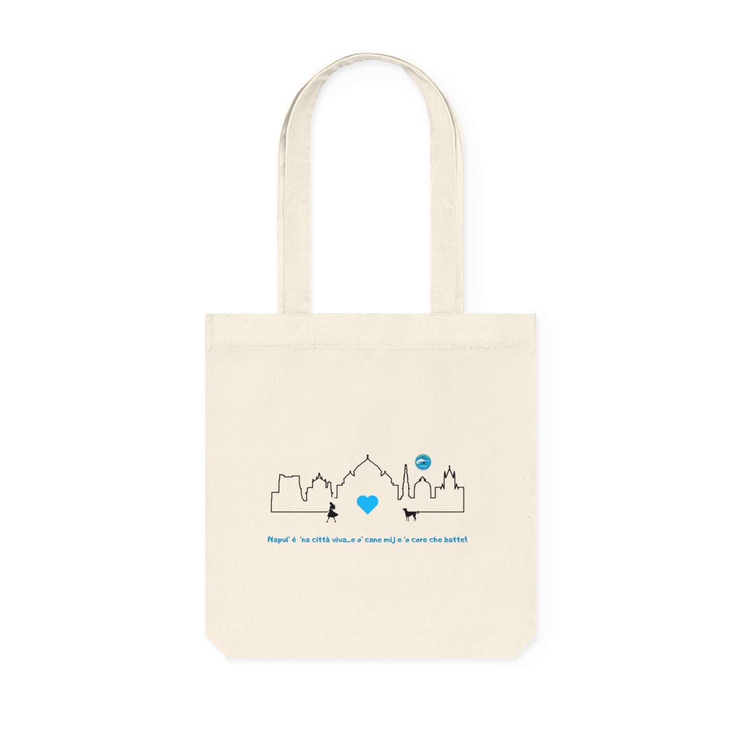 Borsa Tote donna Riciclata "Napoli Skyline & Cane" – Stampa Fronte-Retro & Eco-Friendly