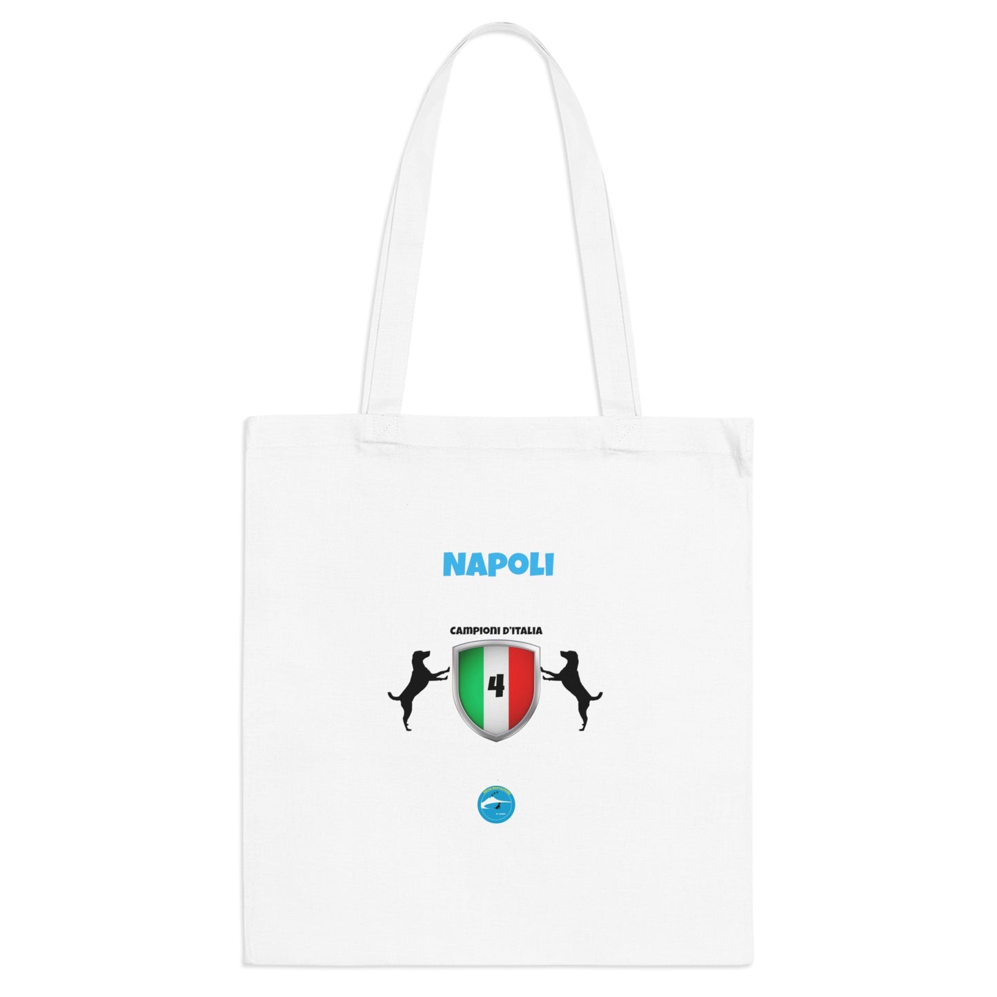 Borsa Shopper Tote Napoli 4° Scudetto - Design 2 Cani | 100% Cotone Eco-Friendly