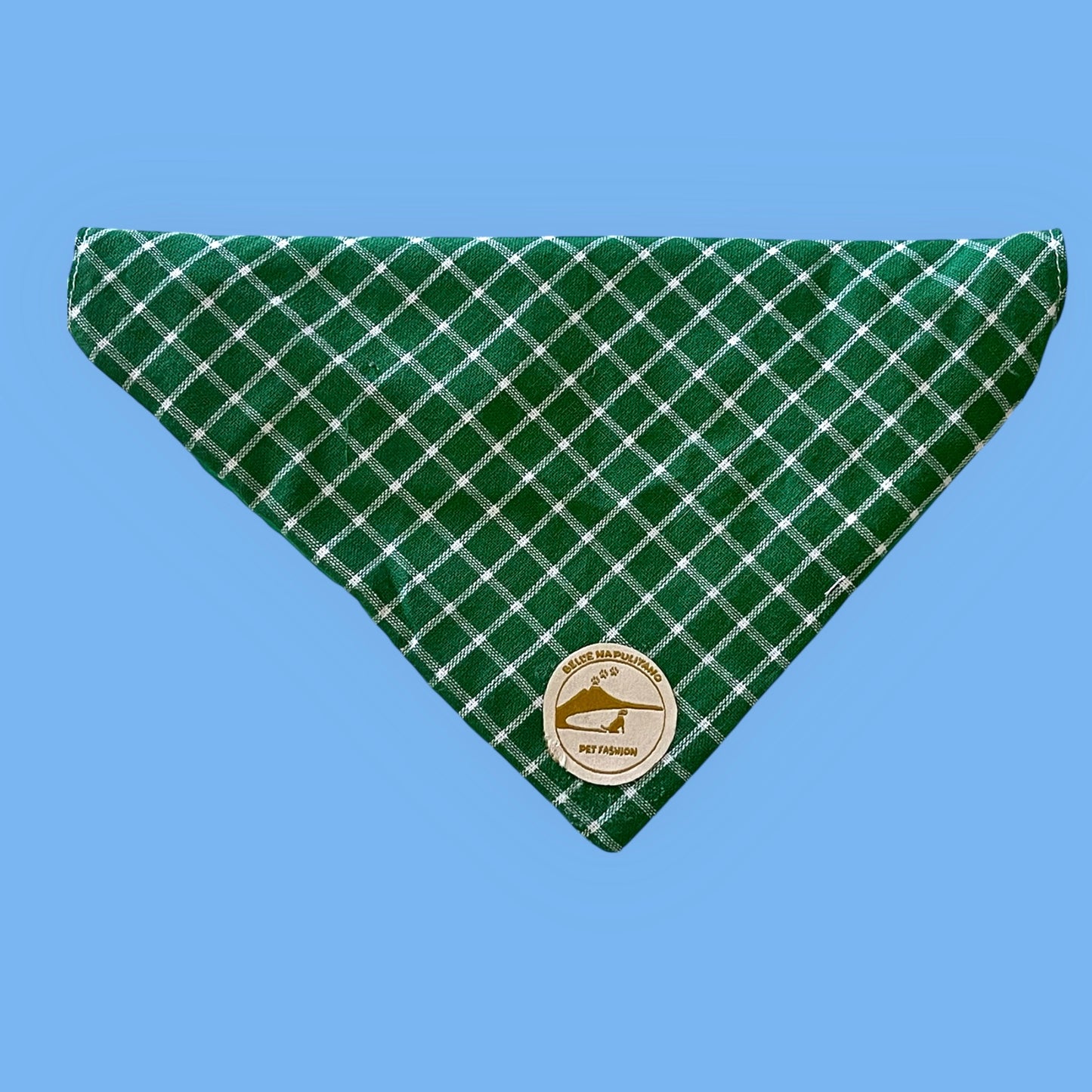 Bandana per Cani verde a Quadretti Double-Face e Personalizzata