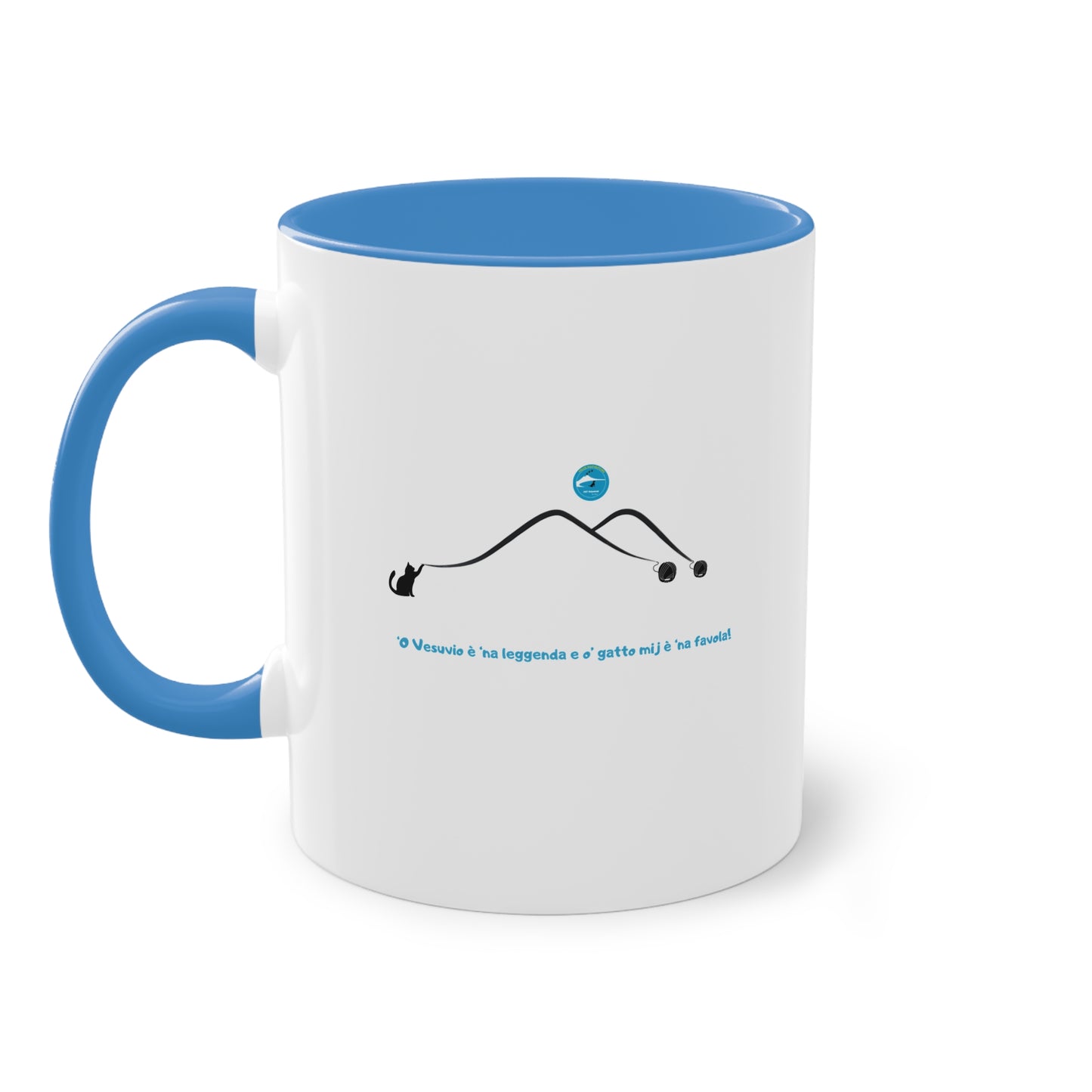 Tazza Bicolore Ceramica 33 cl– “Vesuvio” Bianco & Azzurro – Design Esclusivo
