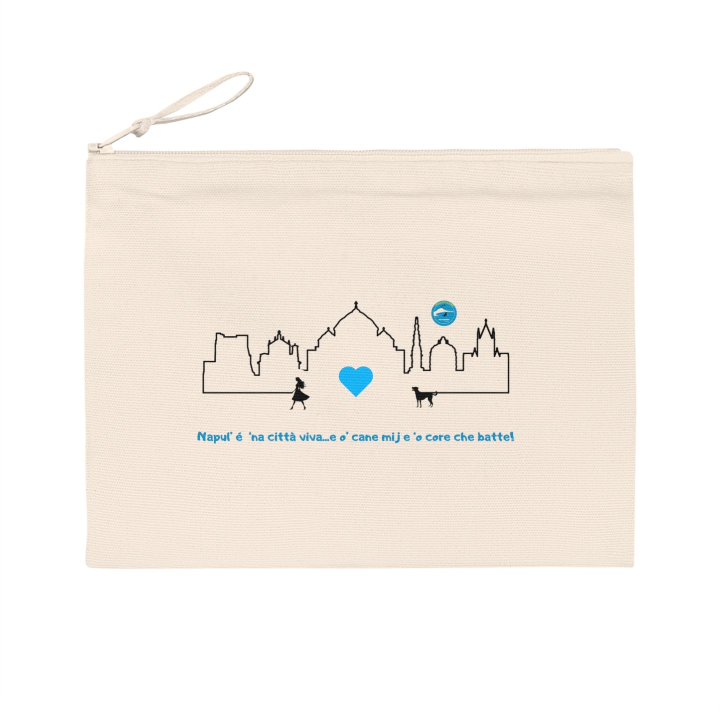 Astuccio donna Riciclato "Napoli Skyline  & Cane" – Design Esclusivo & 80% Cotone Eco